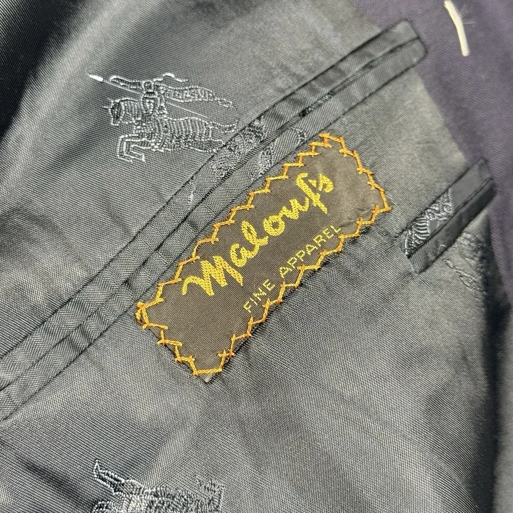 Vintage Burberry London Men's Navy Wool Blazer Jacket 44XL Gold Buttons USA